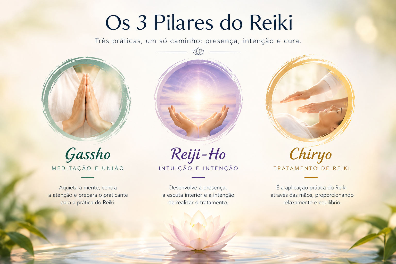 Os 3 Pilares do Reiki: Gassho, Reiji-Ho e Chiryo